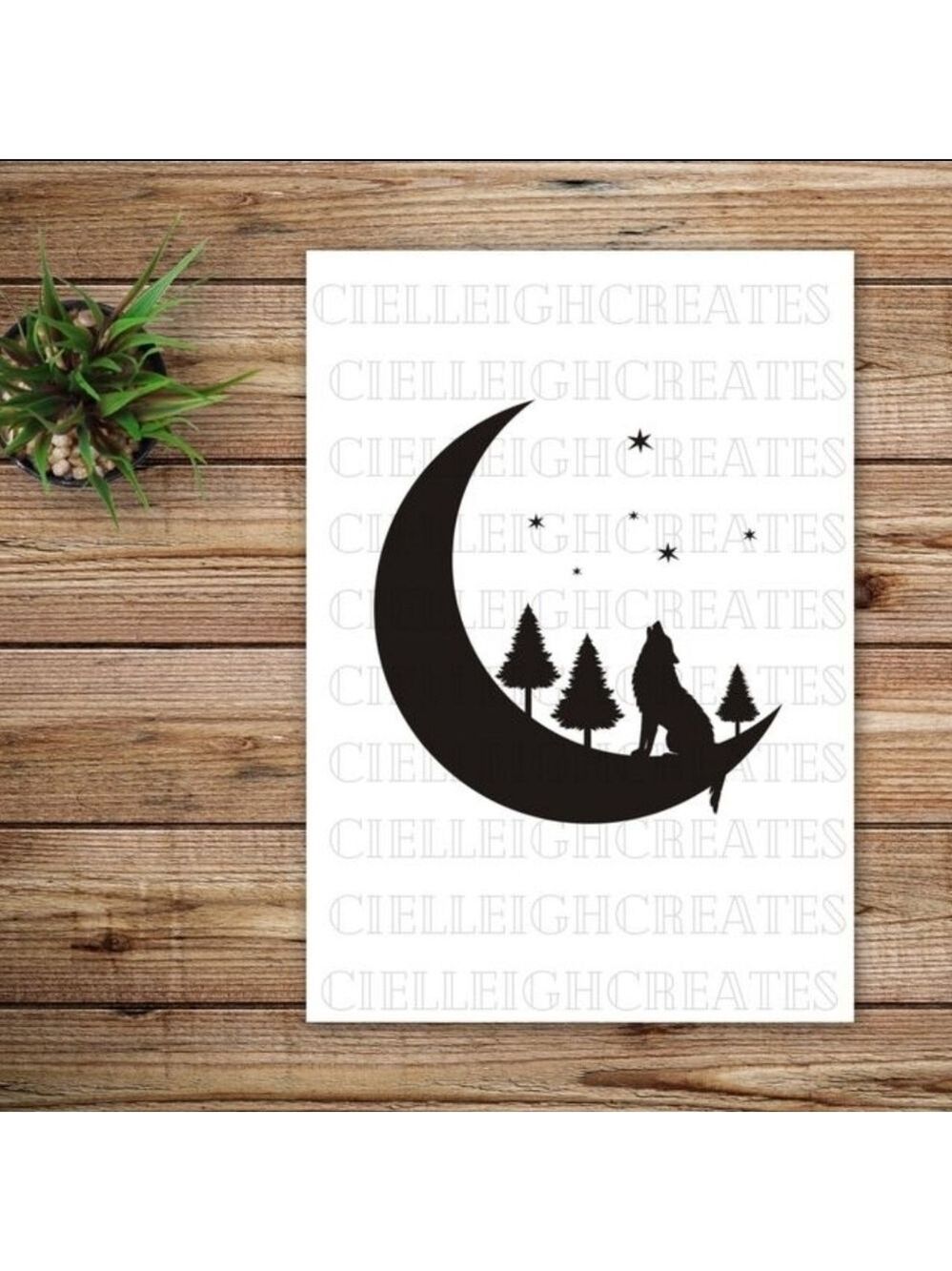 *2 for $20* Wolf Crescent Moon Trees vinyl decal Sticker Handcrafted